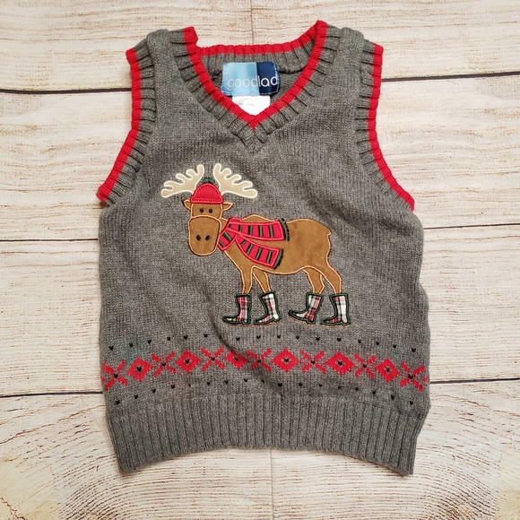 GOOD LAD Reindeer Gray Sweater Knit Vest 2T - Picture 1 of 4